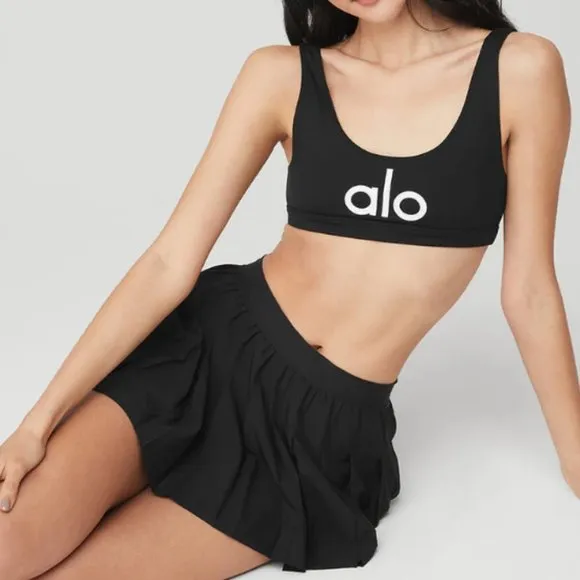 🎾 ALO Varsity Tennis Skort | Size L | Black Pleated 🎾