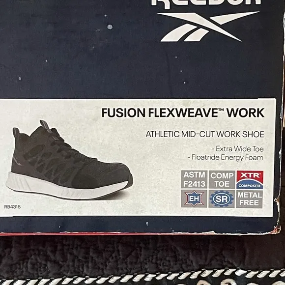 - Reebok work fusion flex wave work compositive toe black/white shoes size…