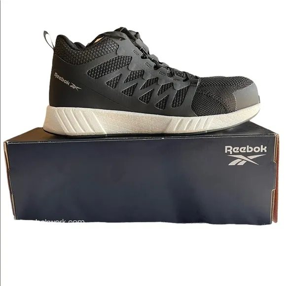 - Reebok work fusion flex wave work compositive toe black/white shoes size…