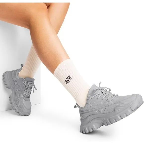 ✨ Women White Chunky Fashion Sneakers Platform Bold Lace-Up Comfortable Sneakers