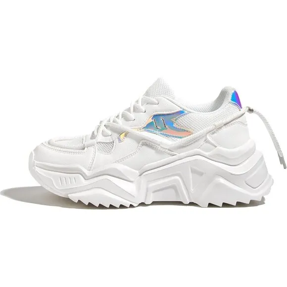 ✨ Women's White Fashion Sneakers Retro Stylish Cute Chunky Dad Walking Shoes