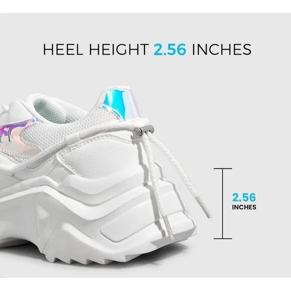 ✨ Women's White Fashion Sneakers Retro Stylish Cute Chunky Dad Walking Shoes