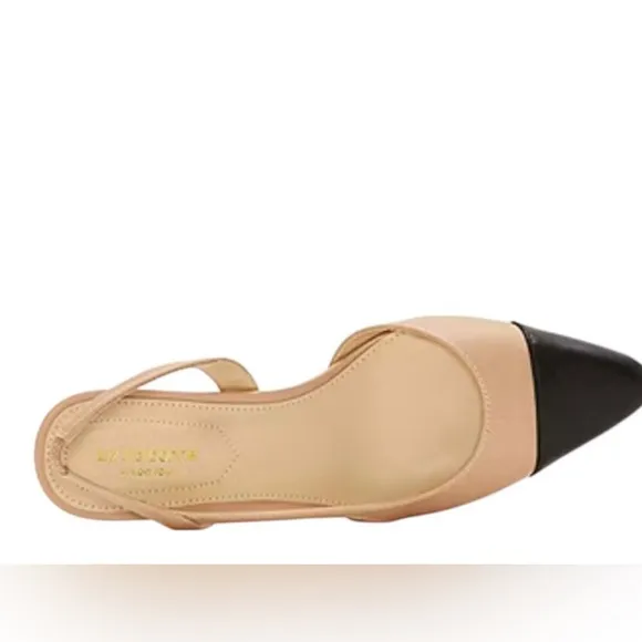170. Elegant Beige and Black Women's Slingback Heels