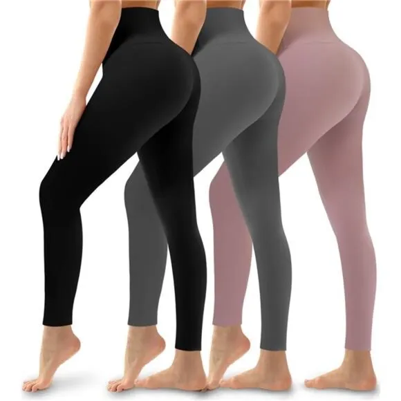 3 Pack Leggings for Women High Waisted Tummy Control No‎ See-Through Yoga Pants