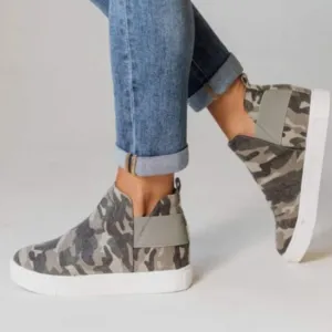 #40 Camo Print Green Olive Slip On Sneakers