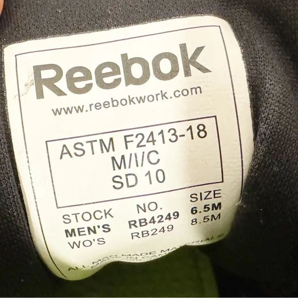 533. Reebok Womens Print Work Ultk Black Safety Shoes Size 8.5 M (RB249)