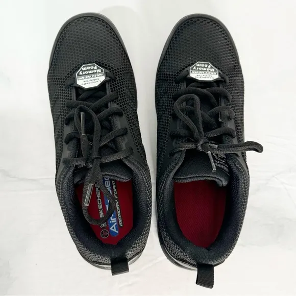 537. Sketchers Womens 9.5 Work Utility Composite Toe Memory Foam Black Shoes