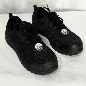 537. Sketchers Womens 9.5 Work Utility Composite Toe Memory Foam Black Shoes