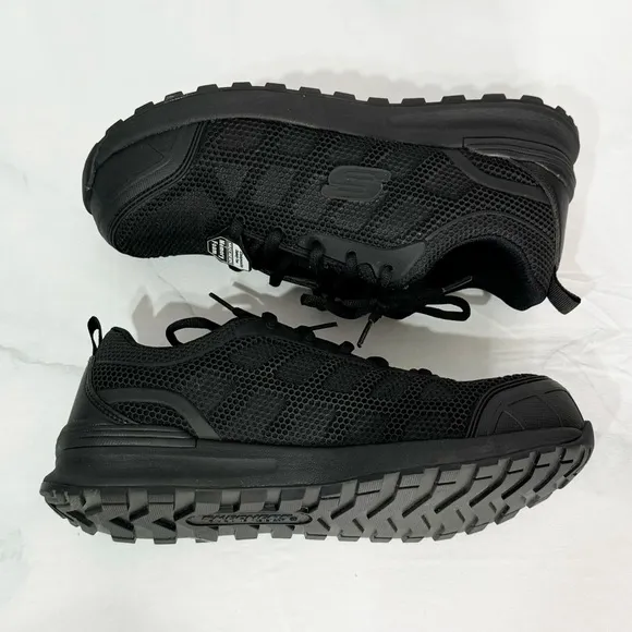537. Sketchers Womens 9.5 Work Utility Composite Toe Memory Foam Black Shoes