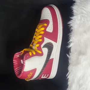 #56 Nike Terminator Red and White High-Top Sneakers