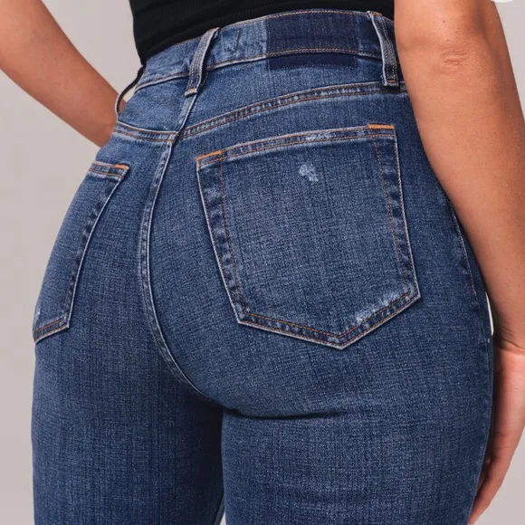 Abercrombie &amp; Fitch Curve Love Ultra High Rise Ankle Straight Jean Size 16 Short