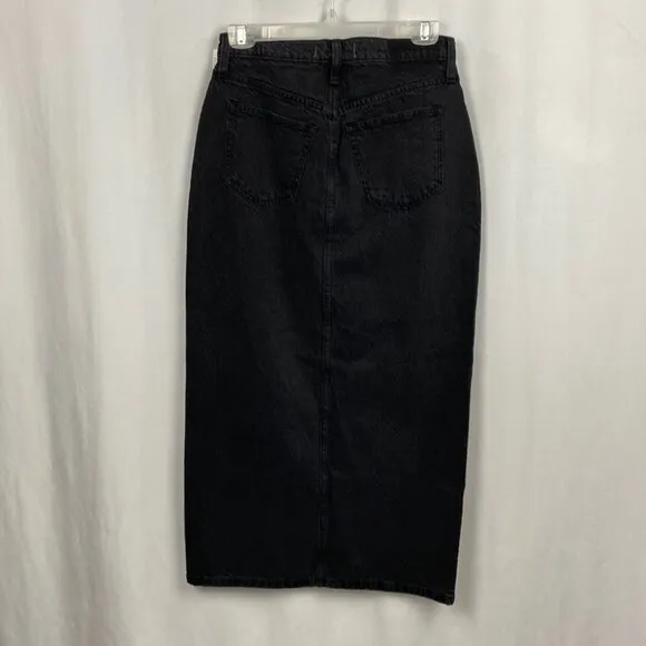 Abercrombie &amp; Fitch NWT High Rise Denim Midi Skirt - Black - Size 27/4
