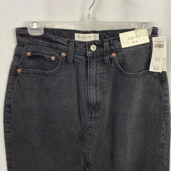 Abercrombie &amp; Fitch NWT High Rise Denim Midi Skirt - Black - Size 27/4