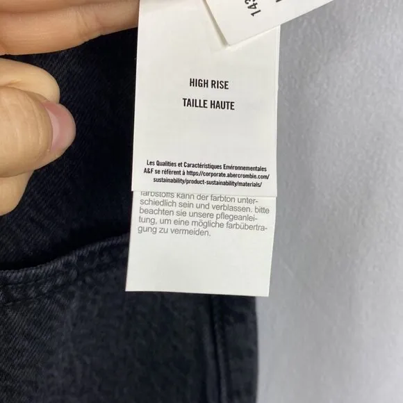 Abercrombie &amp; Fitch NWT High Rise Denim Midi Skirt - Black - Size 27/4