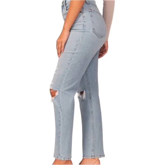 Abercrombie‎ Womens Size 28/6R The Ankle Straight Ultra High Rise Jeans Distress
