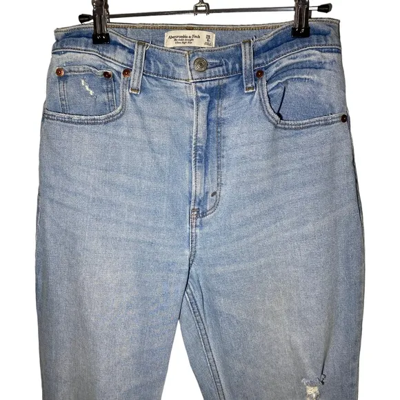 Abercrombie‎ Womens Size 28/6R The Ankle Straight Ultra High Rise Jeans Distress