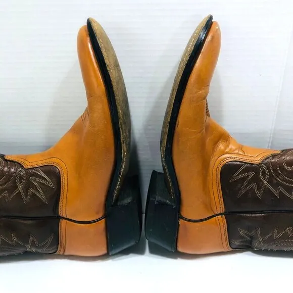 Acme Circle A Western Leather Boots Mens 9.5D USA Cowboy Ringo Tooled Ranch