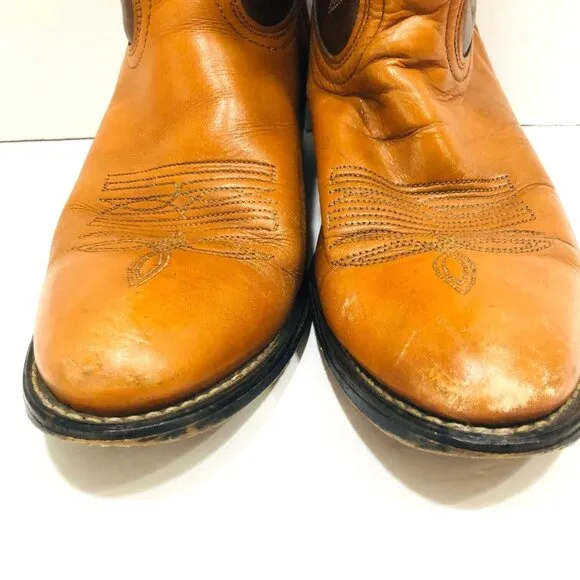Acme Circle A Western Leather Boots Mens 9.5D USA Cowboy Ringo Tooled Ranch