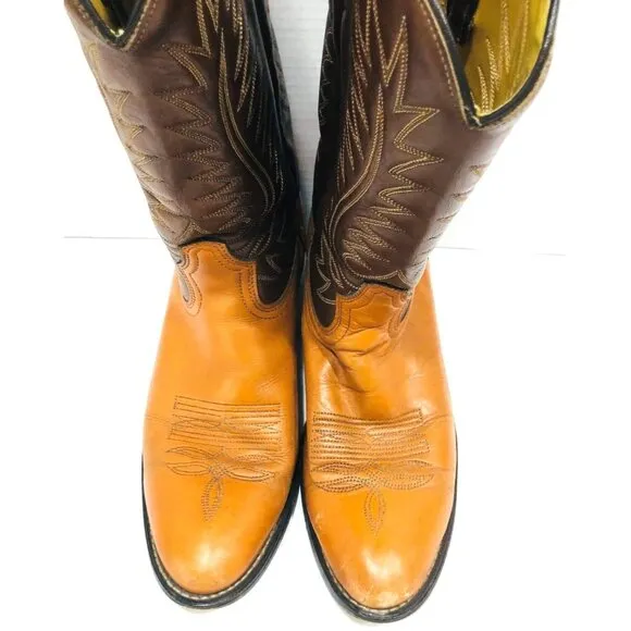 Acme Circle A Western Leather Boots Mens 9.5D USA Cowboy Ringo Tooled Ranch