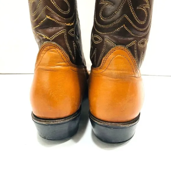Acme Circle A Western Leather Boots Mens 9.5D USA Cowboy Ringo Tooled Ranch
