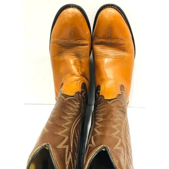 Acme Circle A Western Leather Boots Mens 9.5D USA Cowboy Ringo Tooled Ranch