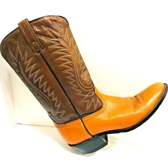 Acme Circle A Western Leather Boots Mens 9.5D USA Cowboy Ringo Tooled Ranch