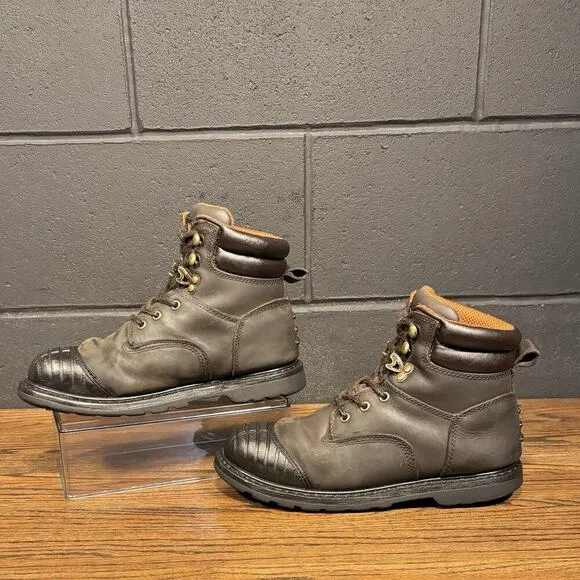 Ad Tec Brown Leather Steel &amp; Capped Toe Work Boots Men’s 9