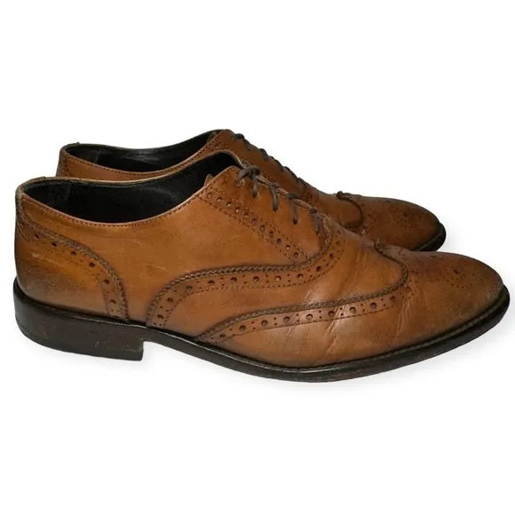 Adam Derrick To Boot New York Men’s Size 10 Dark Tan Wingtip Brogue Oxford Shoes