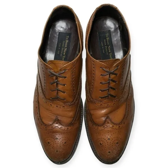 Adam Derrick To Boot New York Men’s Size 10 Dark Tan Wingtip Brogue Oxford Shoes