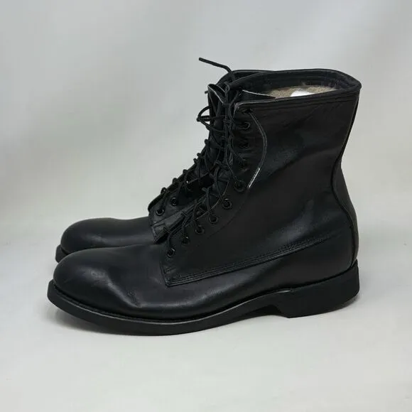 Addison Shoe Co Combat Steel Toe Boots Mens 10.5 Black Biltrite Vintage 1987