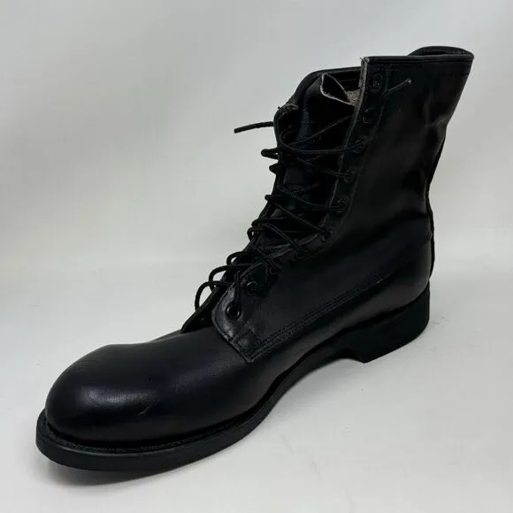 Addison Shoe Co Combat Steel Toe Boots Mens 10.5 Black Biltrite Vintage 1987