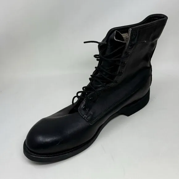Addison Shoe Co Combat Steel Toe Boots Mens 10.5 Black Biltrite Vintage 1987