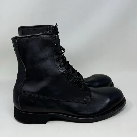 Addison Shoe Co Combat Steel Toe Boots Mens 10.5 Black Biltrite Vintage 1987