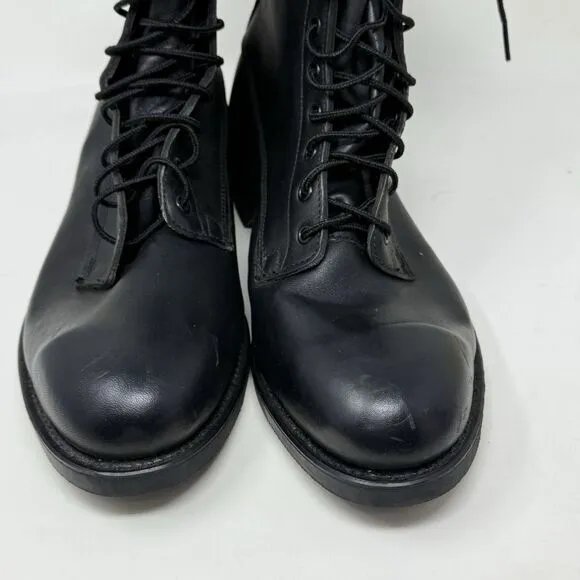 Addison Shoe Co Combat Steel Toe Boots Mens 10.5 Black Biltrite Vintage 1987