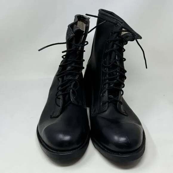 Addison Shoe Co Combat Steel Toe Boots Mens 10.5 Black Biltrite Vintage 1987