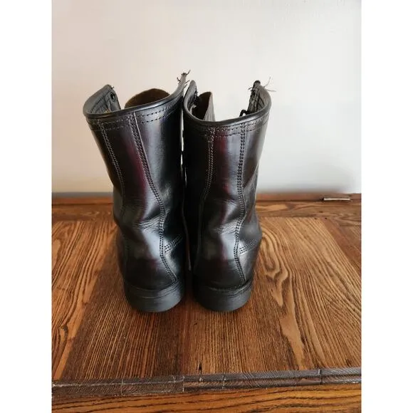 Addison Shoe Company Black Leather Women Combat Boots 1979 Sz 5 Vintage