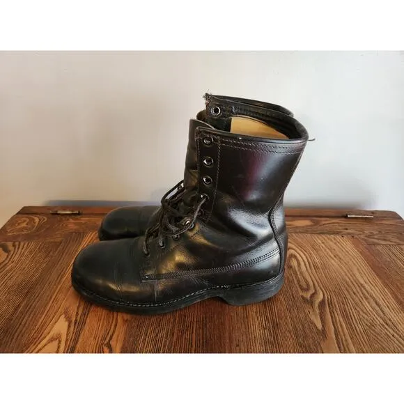 Addison Shoe Company Black Leather Women Combat Boots 1979 Sz 5 Vintage