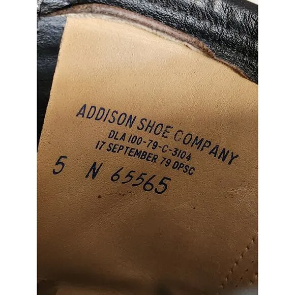 Addison Shoe Company Black Leather Women Combat Boots 1979 Sz 5 Vintage