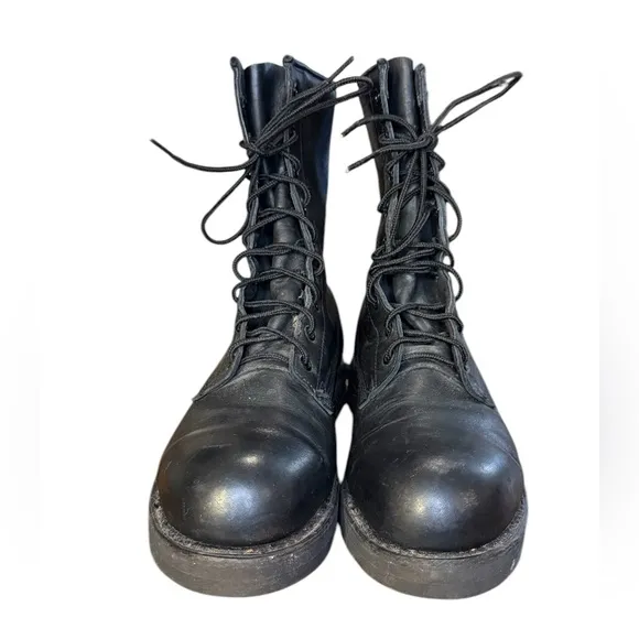 Addison Shoe Company Vintage Black Leather Steel Toe Boots Men’s Size 8.5