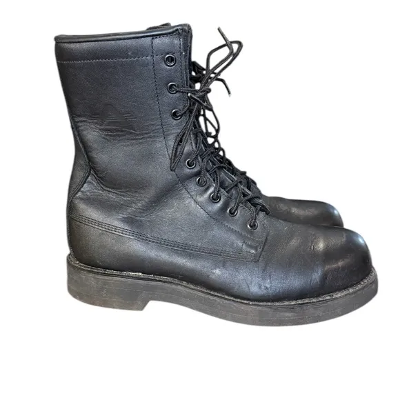 Addison Shoe Company Vintage Black Leather Steel Toe Boots Men’s Size 8.5
