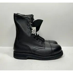 Addison Shoe Company Black Leather Steel Toe Combat Boots Men's Size 9.5 R