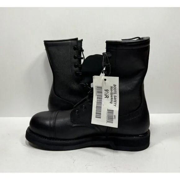 Addison Shoe Company Black Leather Steel Toe Combat Boots Men's Size 9.5 R
