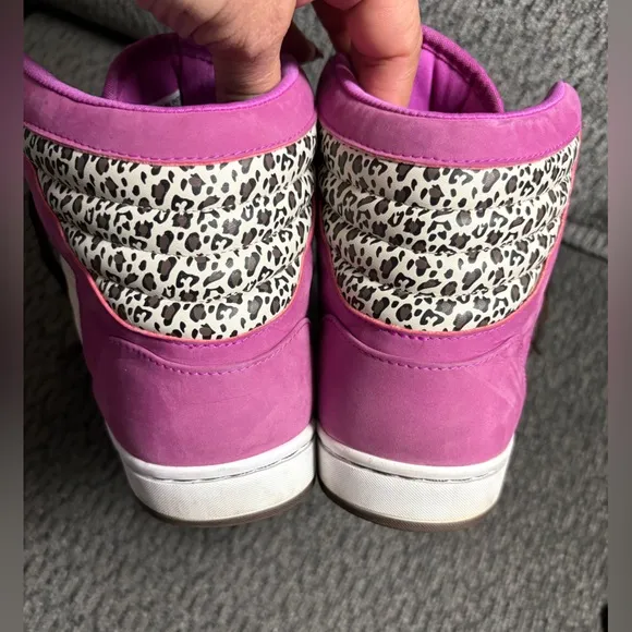 Adidas Adi High Ext Athletic Leather Sneakers Womens Size 10.5 Fushia/Leopard