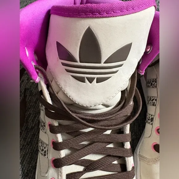 Adidas Adi High Ext Athletic Leather Sneakers Womens Size 10.5 Fushia/Leopard