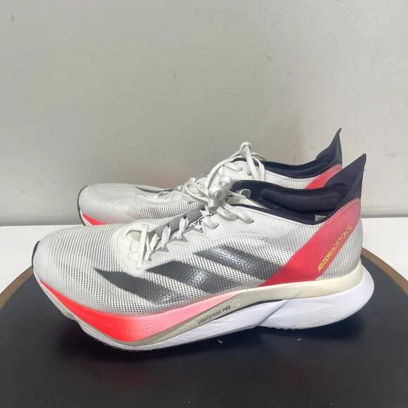 Adidas Adizero Boston 12 Men 8.5 Running Shoes White Red Lightstrike Pro Aurora