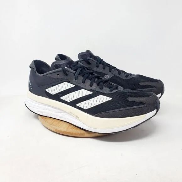 adidas Adizero Boston 11 Running Shoes Mens 13 Black Lace Up Distance Comfort