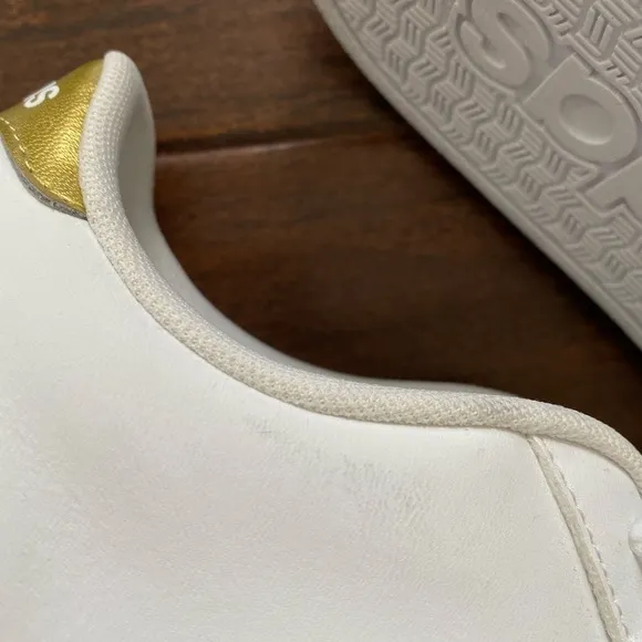 Adidas Baseline Cloud White Gold Metallic Shoe US Mens 6.5 Womens 8