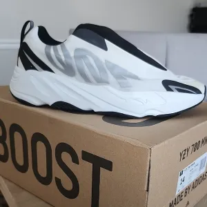 Adidas Black and White Sneakers with Laceless Design (Yezzys)