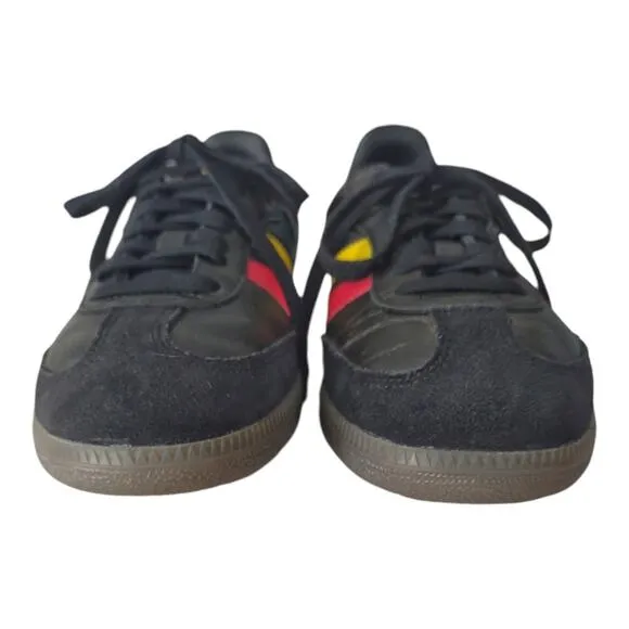 ADIDAS Black Samba Sneakers RASTA PACK Leather Suede Men Size 7.5 Gazelle Style