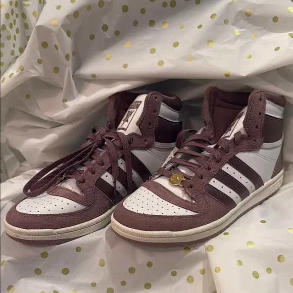 Adidas Blush Pink and White High-Top (Top Ten RB) Sneakers